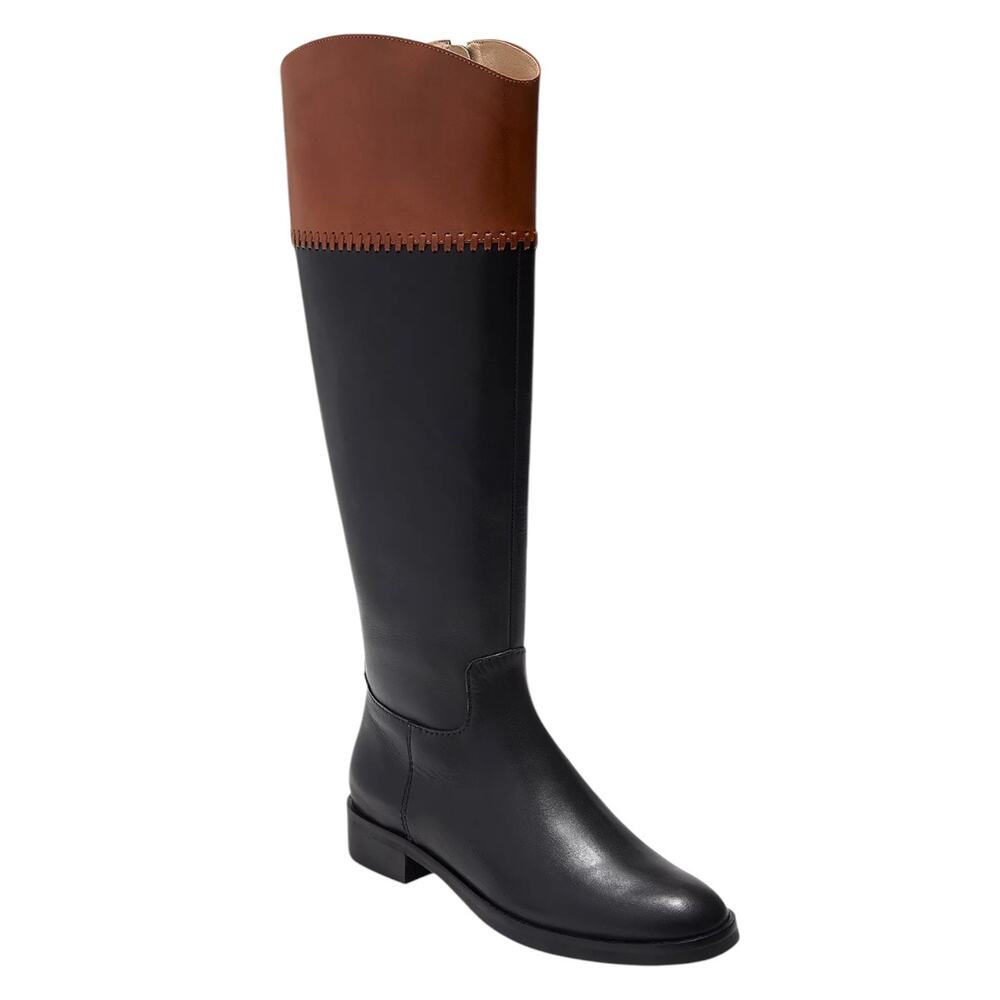 Jack Rogers Women's Adaline Leather Whip Stitch Riding Boots Black Size 6 1/2